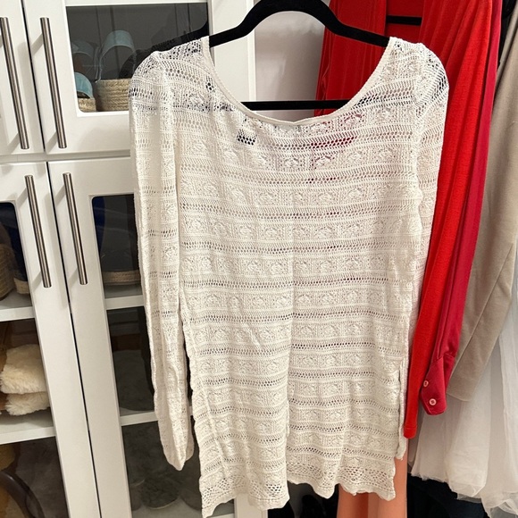 Victorias Secret White Crochet Long Sleeve Coverup - Picture 3 of 4